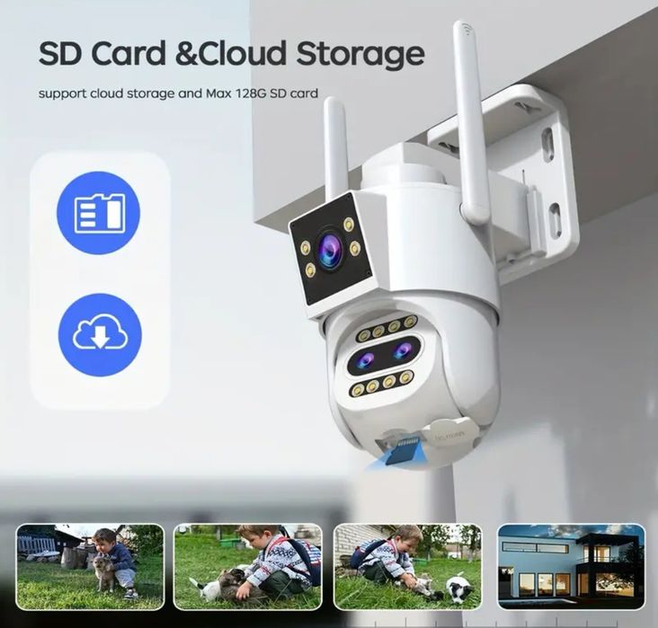 Камера за видеонаблюдение двойна PTZ WIFI камера 5+5MP