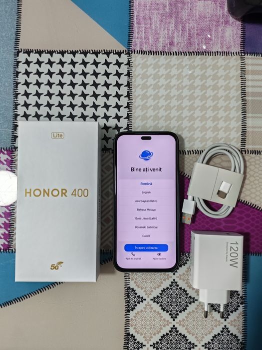 Honor 400 lite cu încărcător super fast, sticlă de protecție și husă