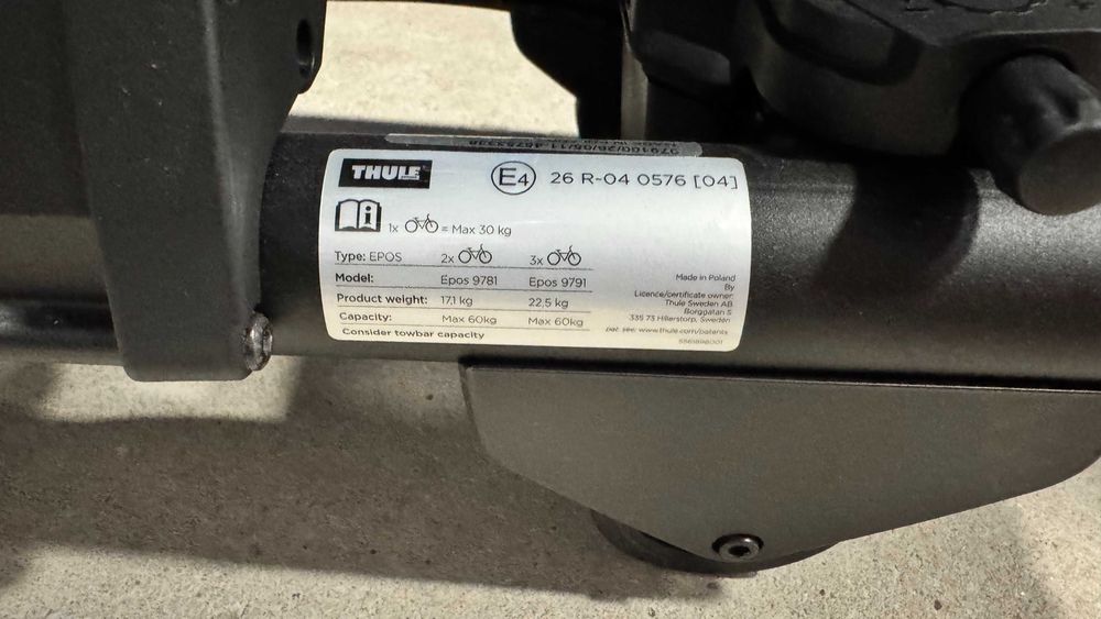 Suport pe carlig Thule EPOS pentru bicicleta
