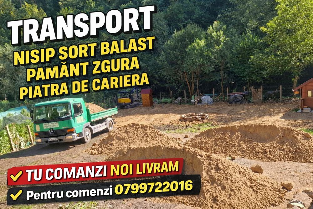 Aducem la.comanda nisip sort balast etc