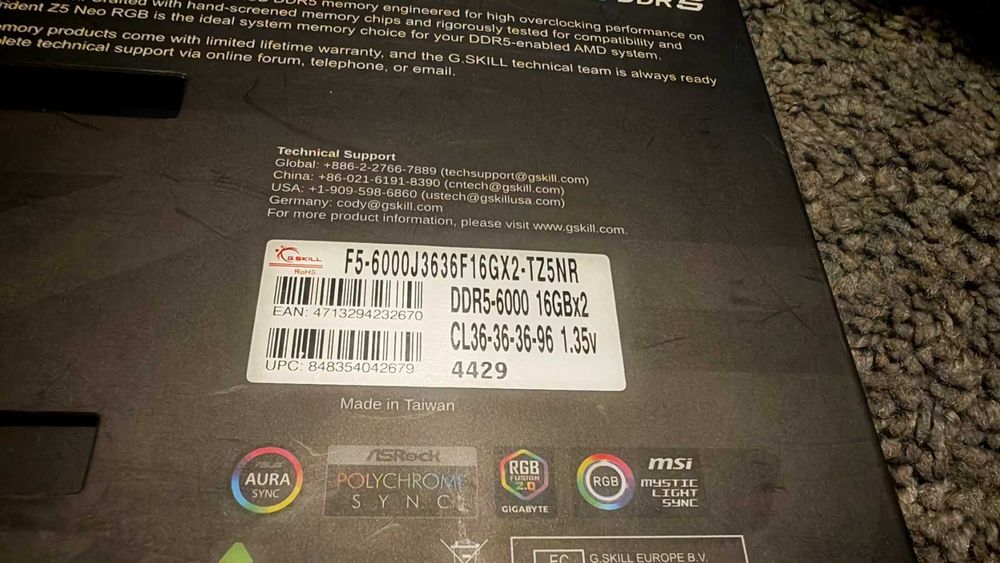 Рам памет G.Skill Trident Z5 NEO RGB 2X16GB 32GB DDR5 6000Mhz