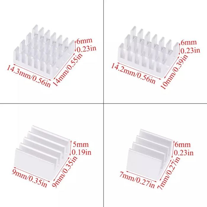 Комплект алуминиеви охладители / радиатори за  Raspberry pi 3 и 4