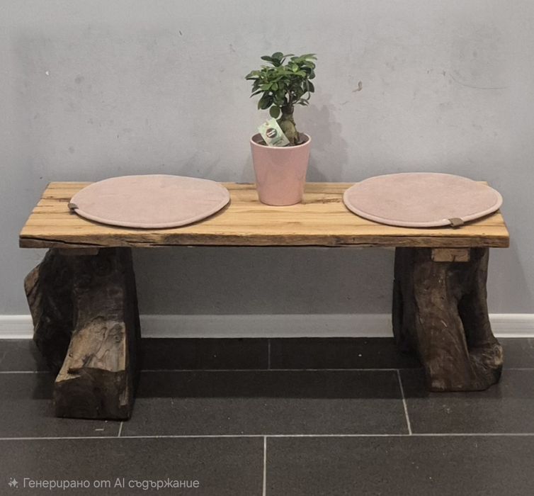 Малка пейка от масив орех и дъб здрава и тежка д. 100 см ш.35см.в.40см