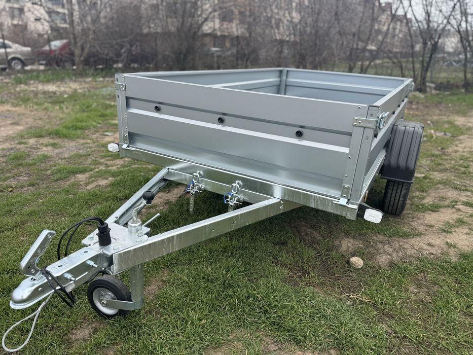 Remorcă nouă 750 kg basculabilă, 242x132 cm, CIV+RAR efectuat, ideală ATV, posibilitate RATE!!