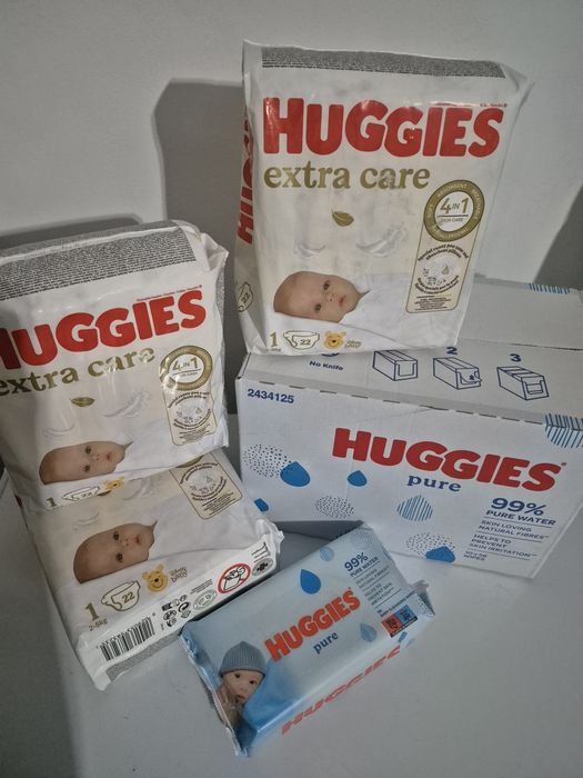 Set Scutece + Servetele Huggies Pure