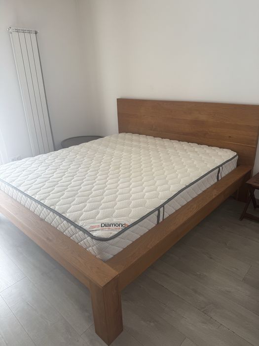 Pat Stejar masiv RONEX 180x 200 saltea Mobexpert 30 cm inclusa