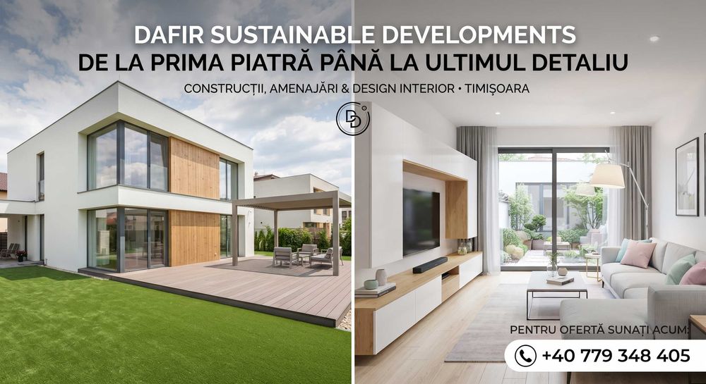 Construcții case la roșu/cheie, renovări locuinte, demolari, instalatii sisteme recuperare apa hale industriale, spatii verzi, garduri - Timiș