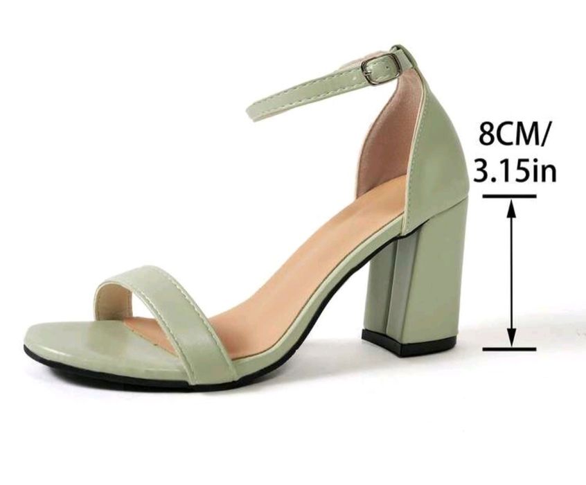 Sandale cu toc gros verde menta