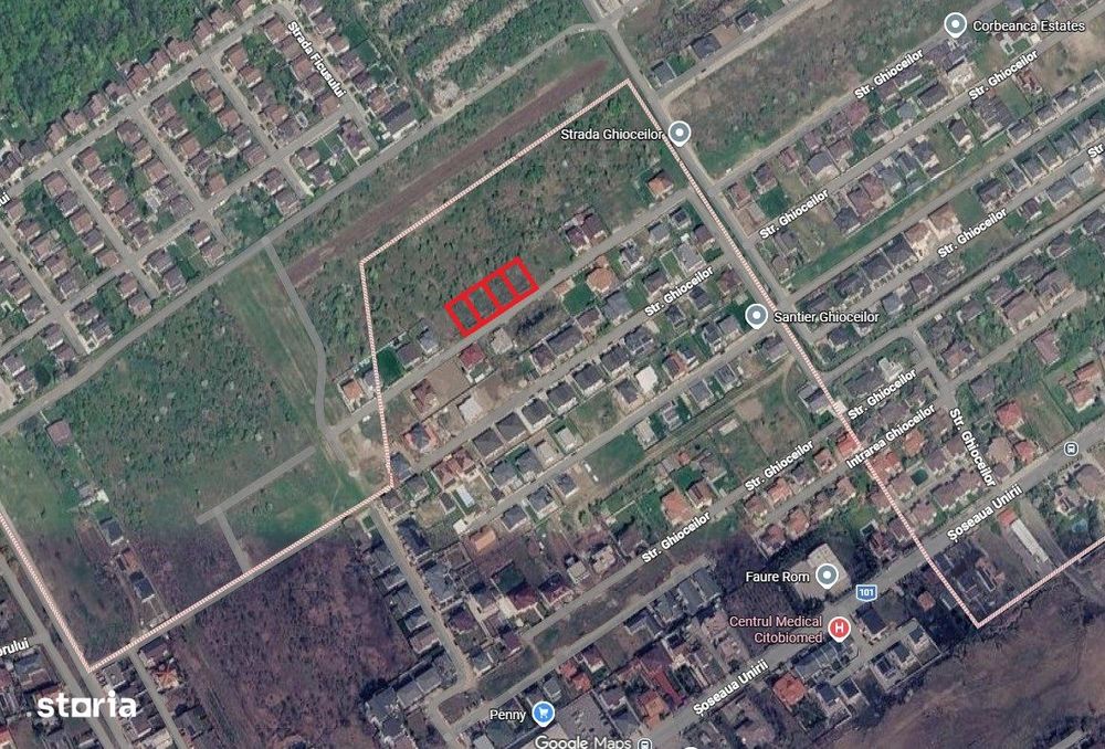 Teren intravilan 453 mp Corbeanca Petresti, 112 EUR/mp
