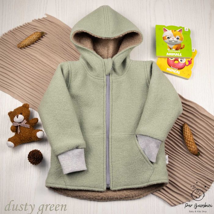 Jacheta din lana fiarta dublata cu blana sherpha