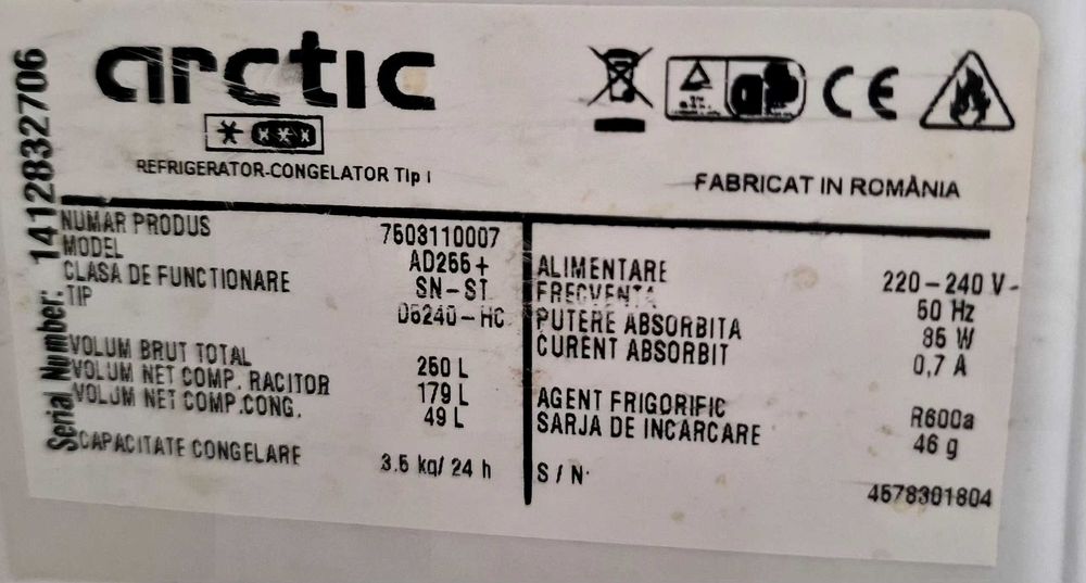 Frigider Arctic AD266+ – 260 L