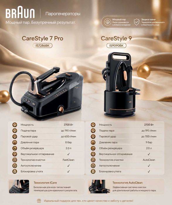 Утюг с пaрогенератором Braun CareStyle 7 Pro IS7286BK