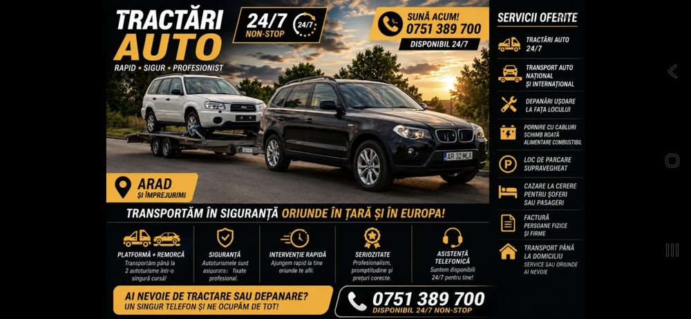 Asistenta rutiera Tractări Platformă Depanare Auto