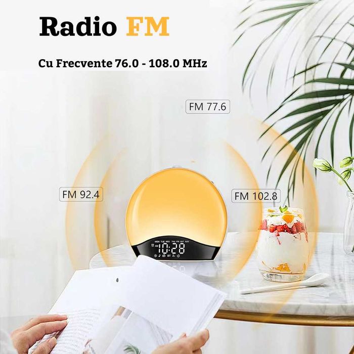 Ceas desteptator multifunctional, , sunete albe si , lampa de veghe