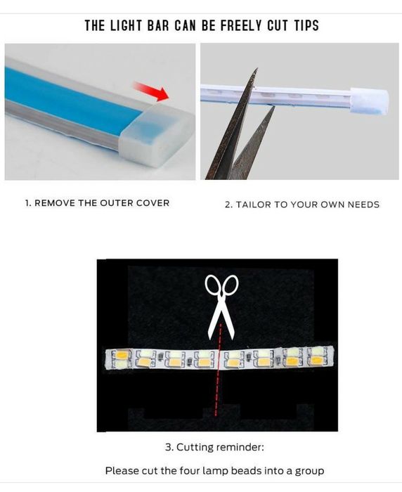 Бял лед габарит+ жълт бягащ мигач, лед лента, DUNLOP 2×120 LED-45 см.