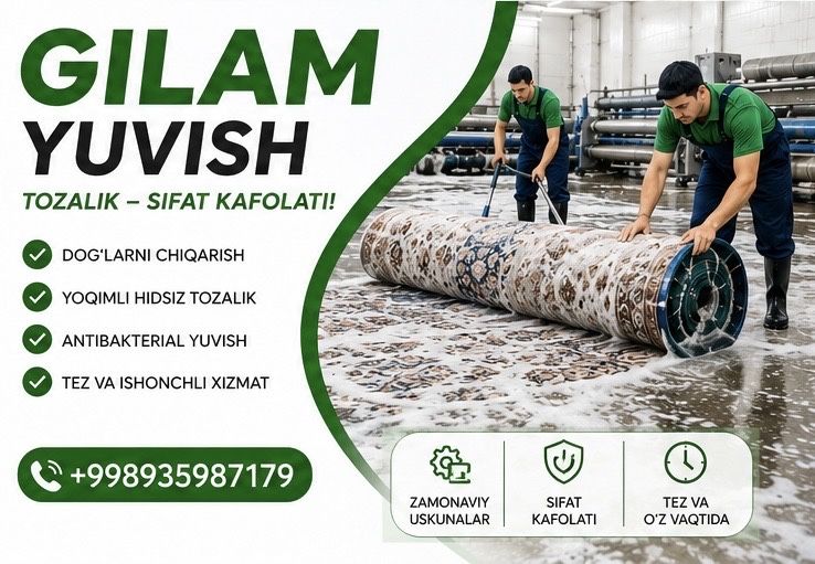 Gilam Yuvish xizmat 15.000 ming kv