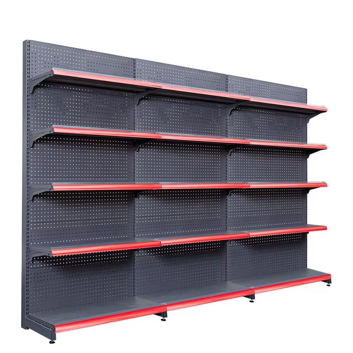 Rafturi metalice pentru supermarket antracit cu spate perforat