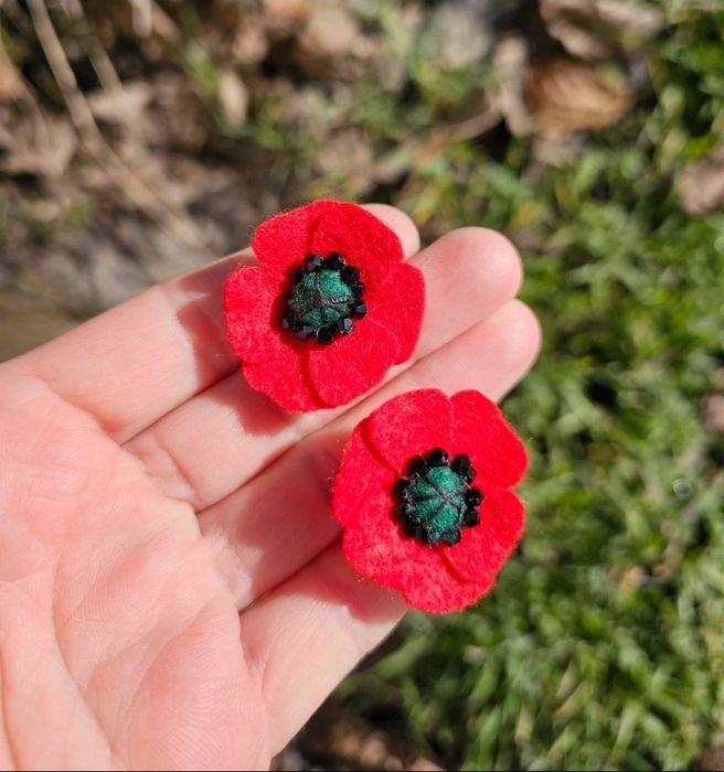 Cercei flori de maci handmade