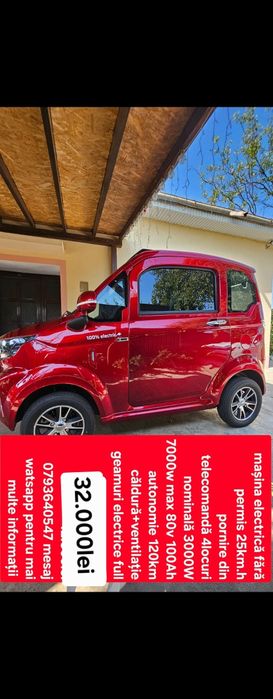Mașina electrica fara permis 4locuri 4000w 80v 100Ah autonomie 120km