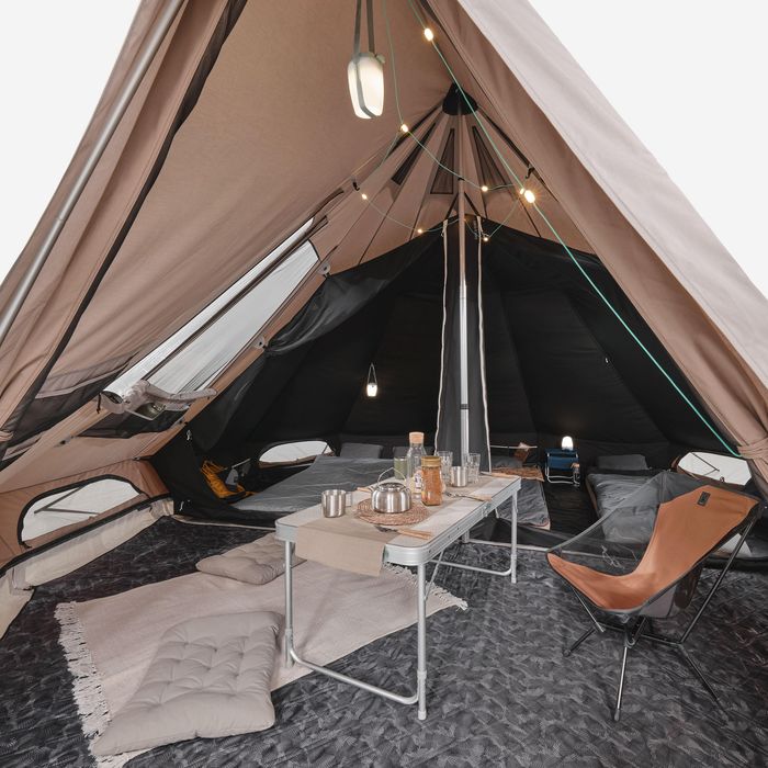 Cort de camping 5 locuri 2 camere, Tepee - produs resigilat Decathlon