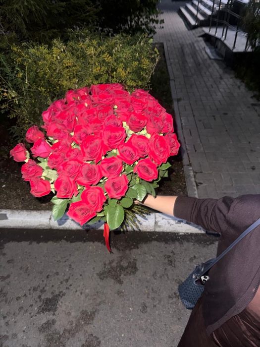 Длинные красные розы