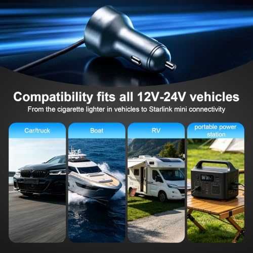 Ново Зарядно за Starlink Mini 12V-24V 30V 60W за кола кемпер лодка USB-C кабел 3 метра