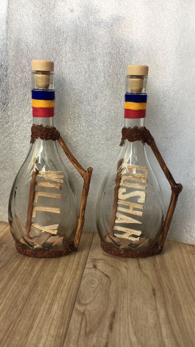 Sticle artizanale cu sculptura din lemn  Cadou!