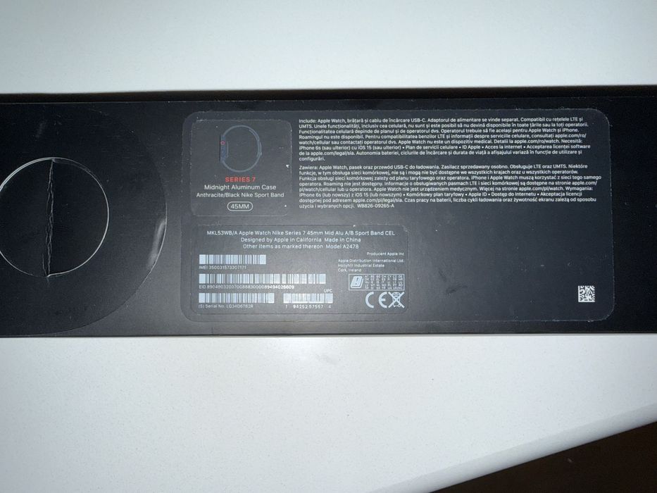 Apple watch series 7 45mm celluar + GPS nike edition, добро състояние