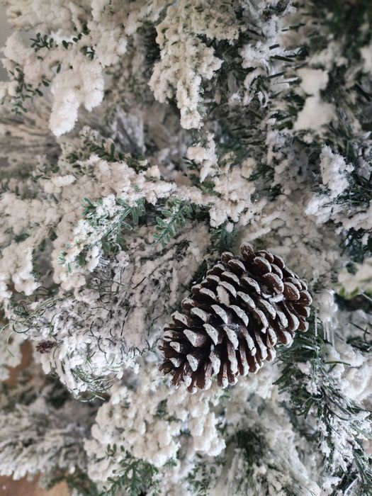 Елха с вградени шишарки и сняг