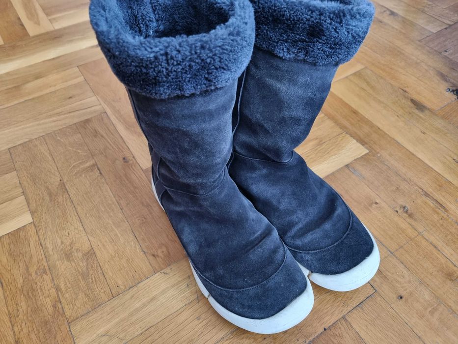 Дамски кожени ботуши Кларкс Clarks тъмносини