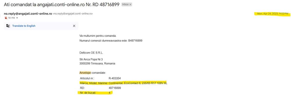 Set 4 Anvelope de Vara Continental EcoContact 6 235/65 R17 108V XL