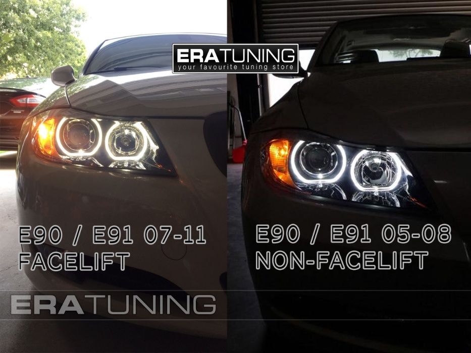 Faruri BMW E90 E91 Seria 3 2005-2008 Angel Eyes Negru DEPO CALITATEA 1