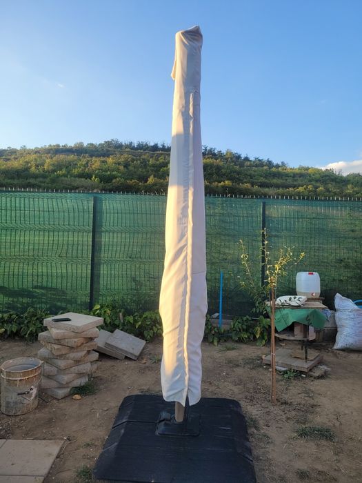 Umbrela exterior cu leduri 3×3 m, crem