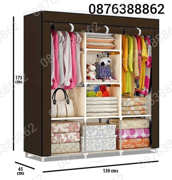 Текстилен триклирен гардероб, Органайзер за дрехи 130х175х45 см.