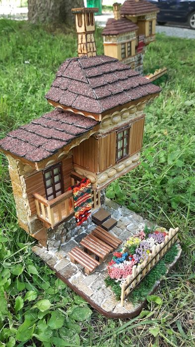 Декоративна къща, Макет на българска къща от дърво и камък, ръчна изра