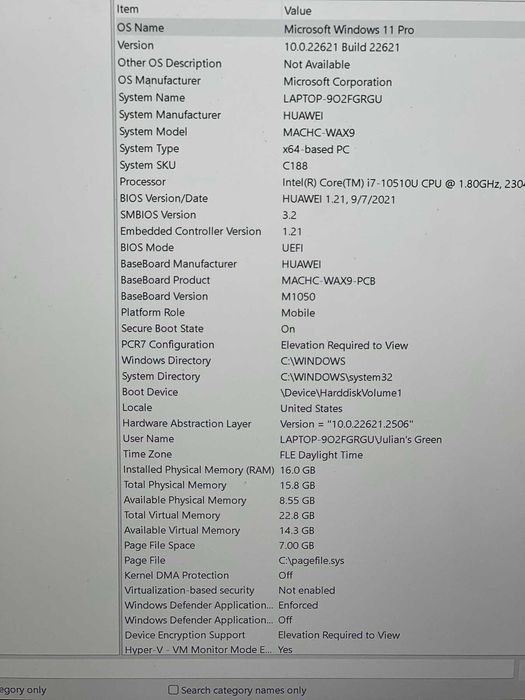 Лаптоп Huawei MateBook X Pro Touchscreen FullView метален корпус