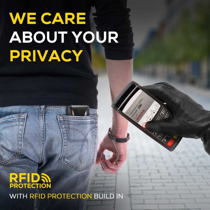 Nou - Portofel fibra de carbon slim RFID blocking pana la 12 carduri cadou barbati