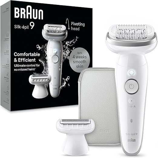 Епилатор Braun Silk·épil 9 9-041 за мокро и сухо, с въртяща се глава и гребен за подстригване