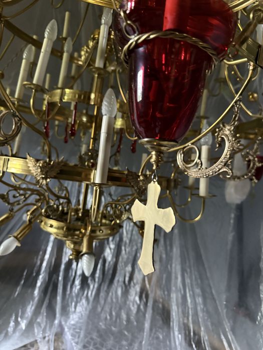 Candelabru bisericesc monumental 100% alamă, handmade, unicat, 3x3m