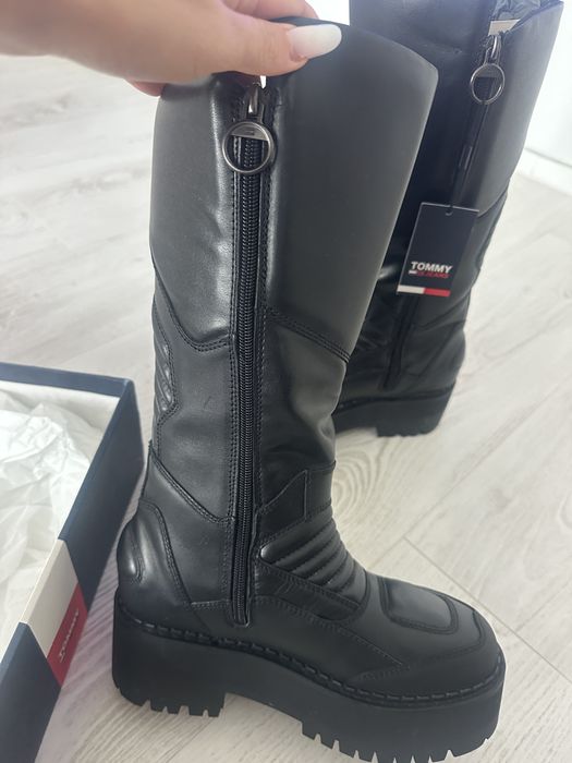 Cizme piele motocicleta dama Tommy Jeans