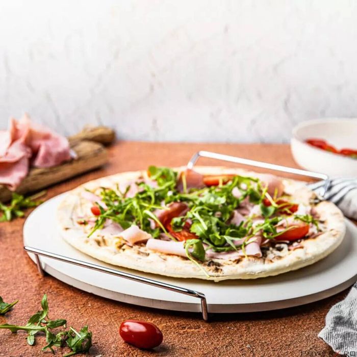 Tava pizza pentru coacere si servire, diametru 33 cm, alba, Klausberg