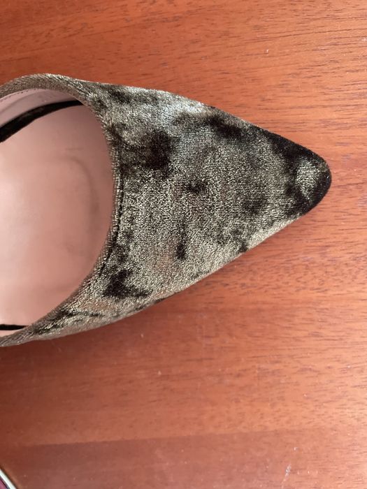 Нови! Обувки на висок ток, 39 номер, зелен цвят/хамелеон, кадифе