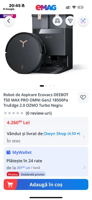 Aspirator robot Ecovacs DEEBOT T50 Max Pro Omni gen2 sigilat !