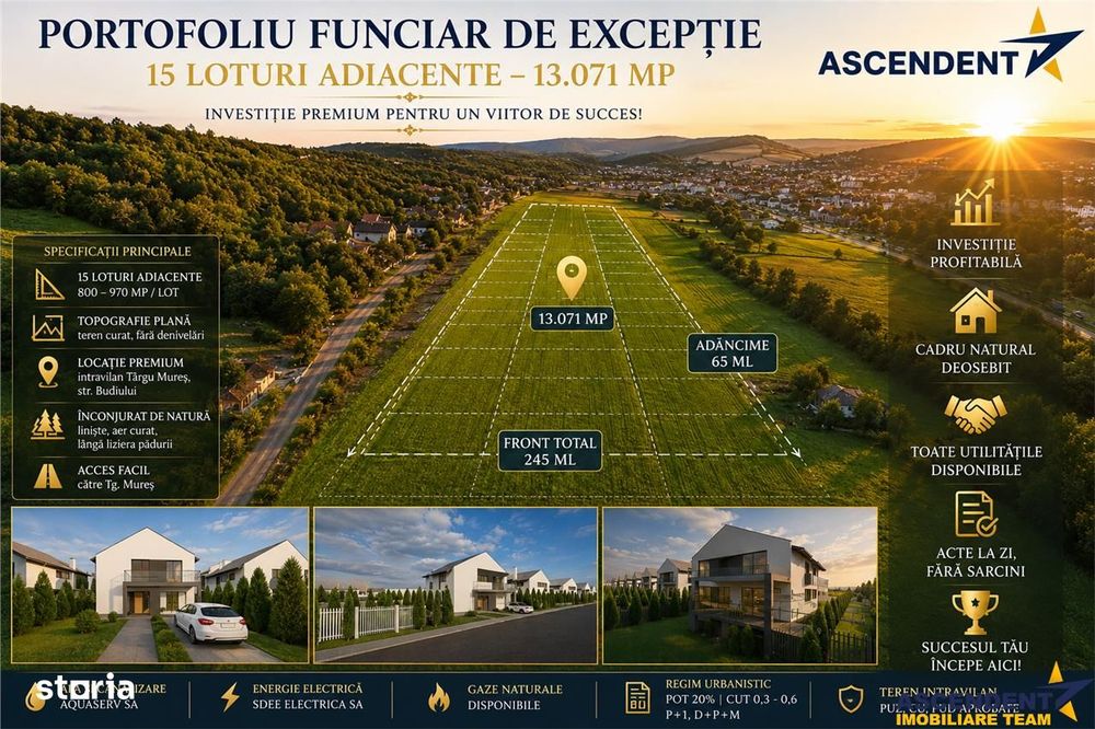 Ansamblu Funciar pretios,teren intravilan,14 loturi adiacente, langa p