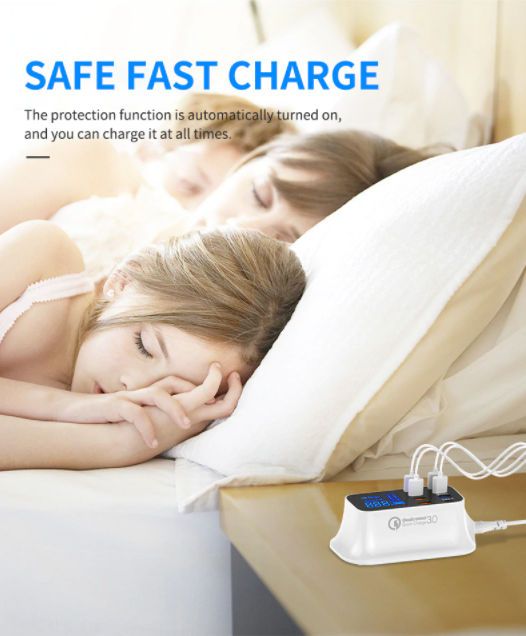 8 - канал.USB зарядка - с индикацией тока и напряжения-QC 3.0 - Type C