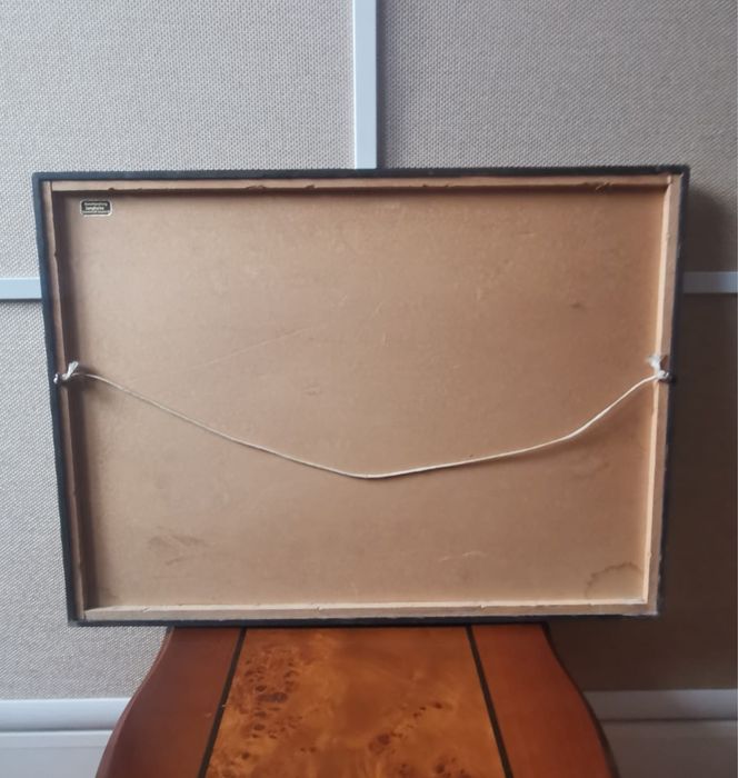 Антикварна картина в рамка и паспарту литография гравюра 38,5 х 52,5см