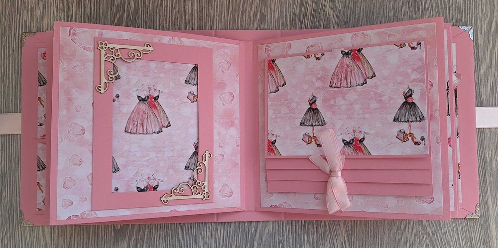 Албум за снимки "Малка, черна рокля" в розово, ръчна изработка /33.22