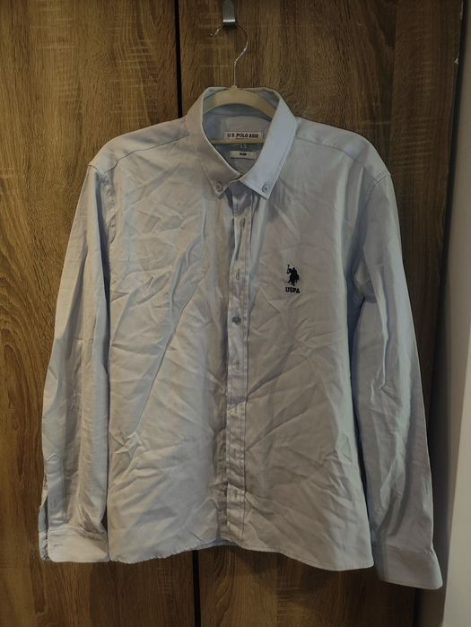 Оригинална мъжка риза U.S. Polo Assn. (Светлосиня) – Размер М (преправен от L)
