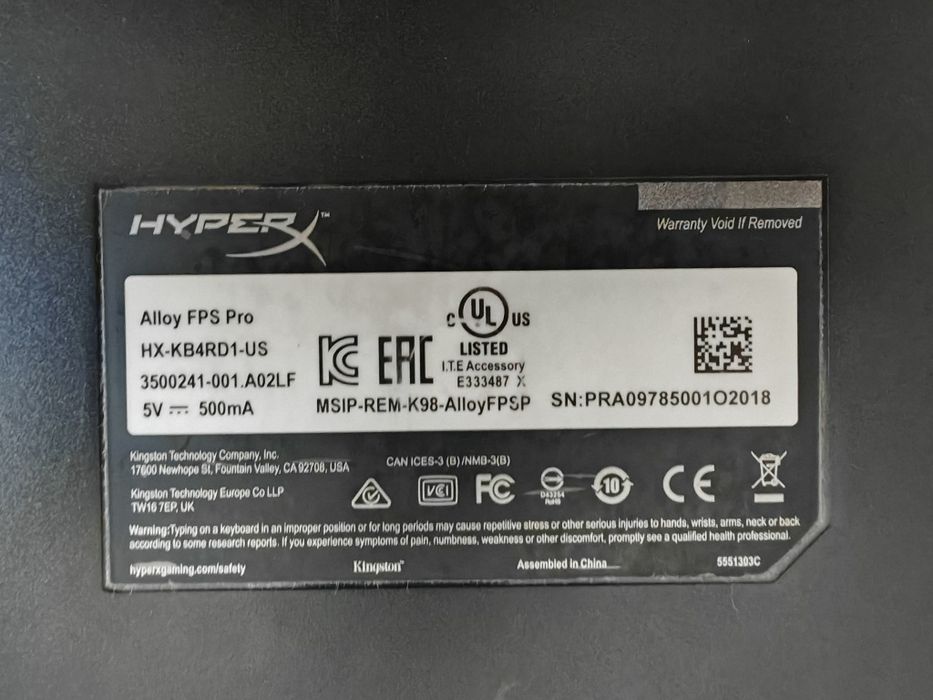 Tastatura mecanica gaming HyperX Alloy FPS Pro Cherry MX Red metalica