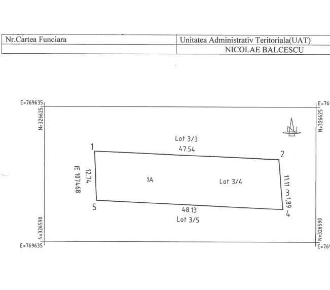 Teren intravilan - 612 m2, deschidere 13 m